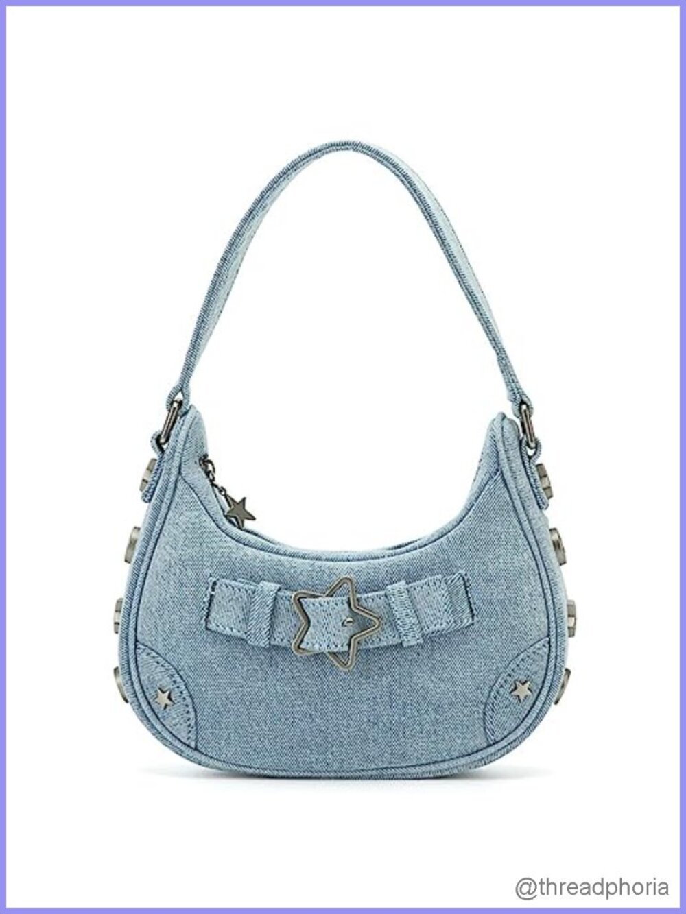 Y2K Hobo Shoulder Bag Faux Leather Checkered Star Purse Detachable Strap